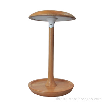 Nordic Style Residential Pilz Schreibtisch Lampe Verstellbare Augenpflege-Holz-Finish-Grundlampe